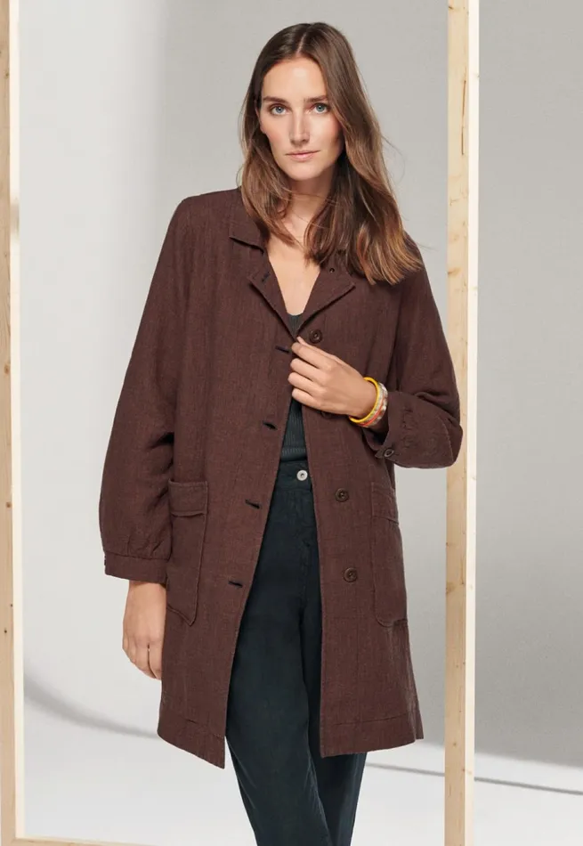 Women Long Jacket Chocolate Ink Poetry Fashion Jackets and Coats