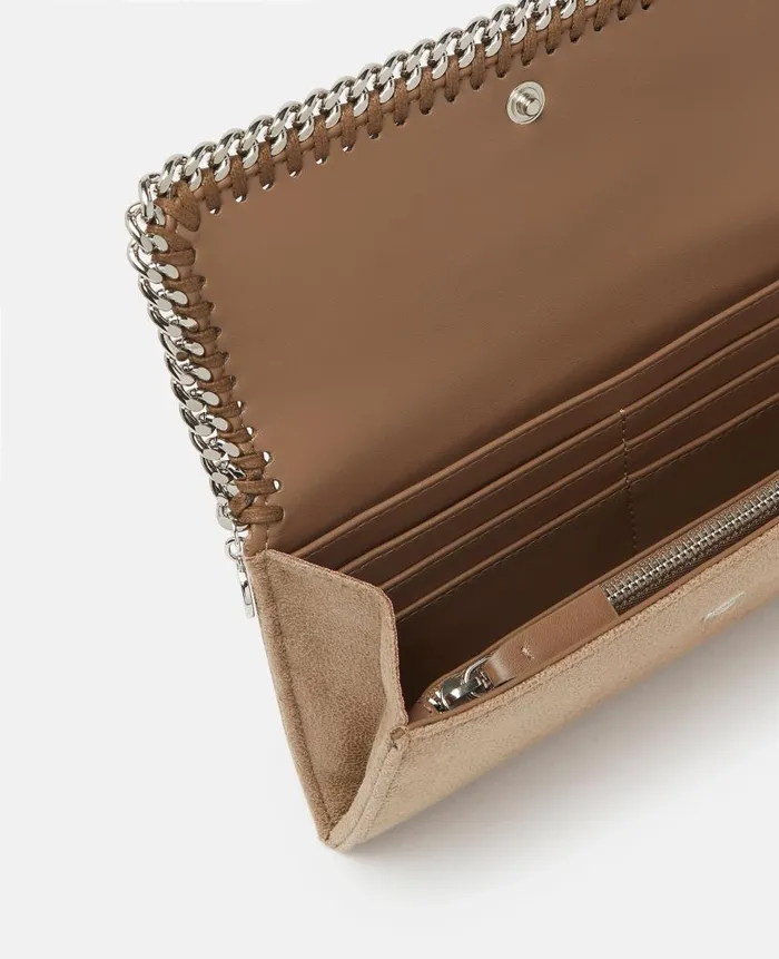 Women Long Wallets Stella McCartney Falabella Flap Continental Wallet Toffee Brown