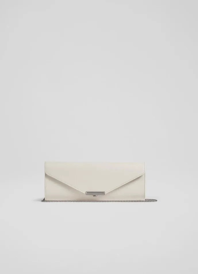 Women Lucille Cream Leather Clutch Bag LKBennett Clutch Bags