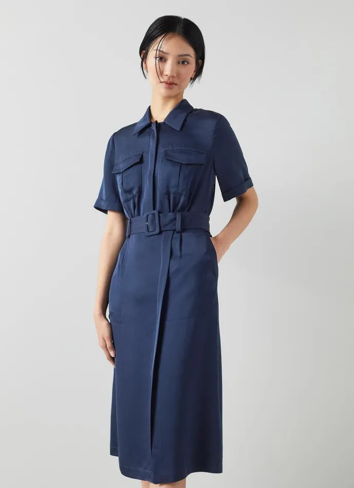 Women Luna Navy Viscose UtilityStyle Shirt Dress Midnight LKBennett Dresses
