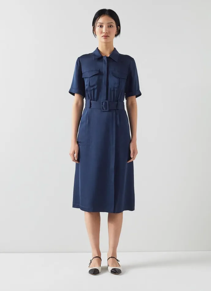 Women Luna Navy Viscose UtilityStyle Shirt Dress Midnight LKBennett Dresses Women Luna Navy Viscose UtilityStyle Shirt Dress Midnight LKBennett Dresses
