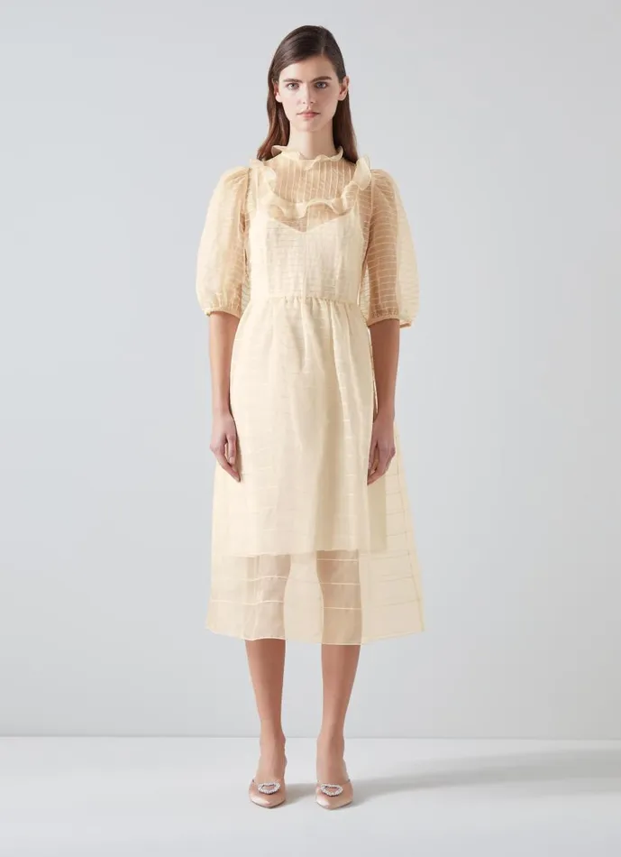 Women Maddie Cream Silk Organza Dress Ecru LKBennett Dresses Women Maddie Cream Silk Organza Dress Ecru LKBennett Dresses