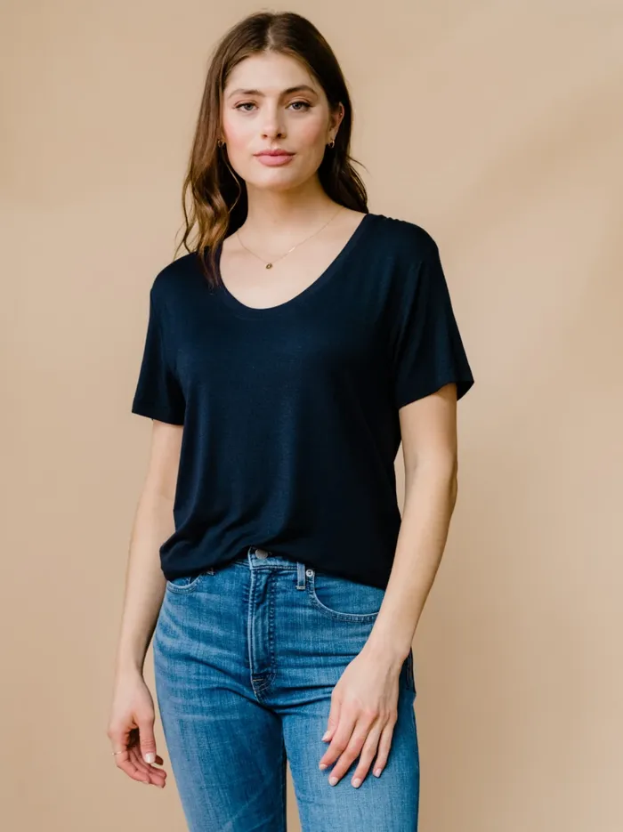 Women Mae Drapey Tee White Tops Able