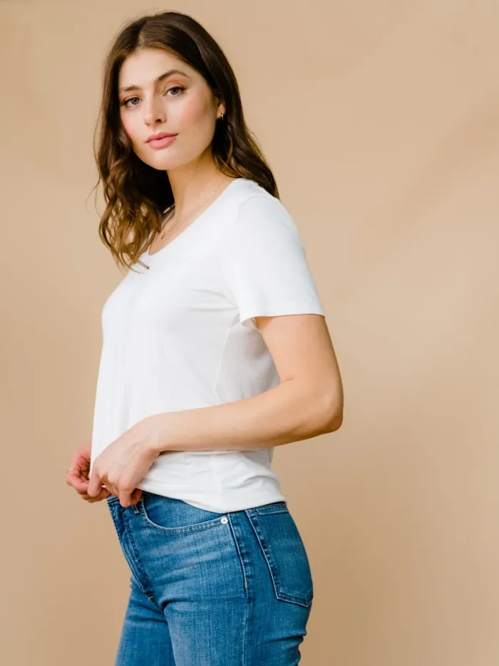 Women Mae Drapey Tee White Tops Able