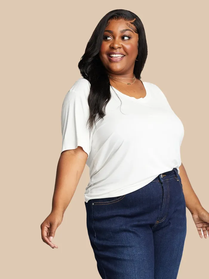 Women Mae Drapey Tee White Tops Able