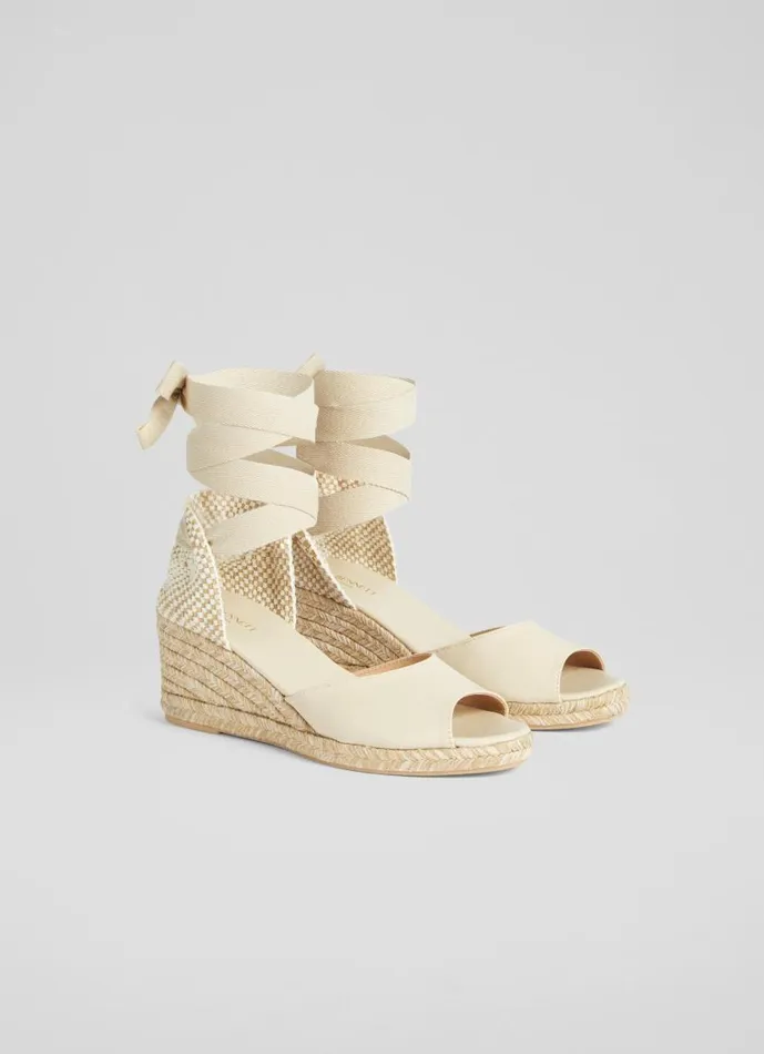 Women Marianne Cream Leather Open Toe Espadrille Wedges Ecru LKBennett Sandals Women Marianne Cream Leather Open Toe Espadrille Wedges Ecru LKBennett Sandals