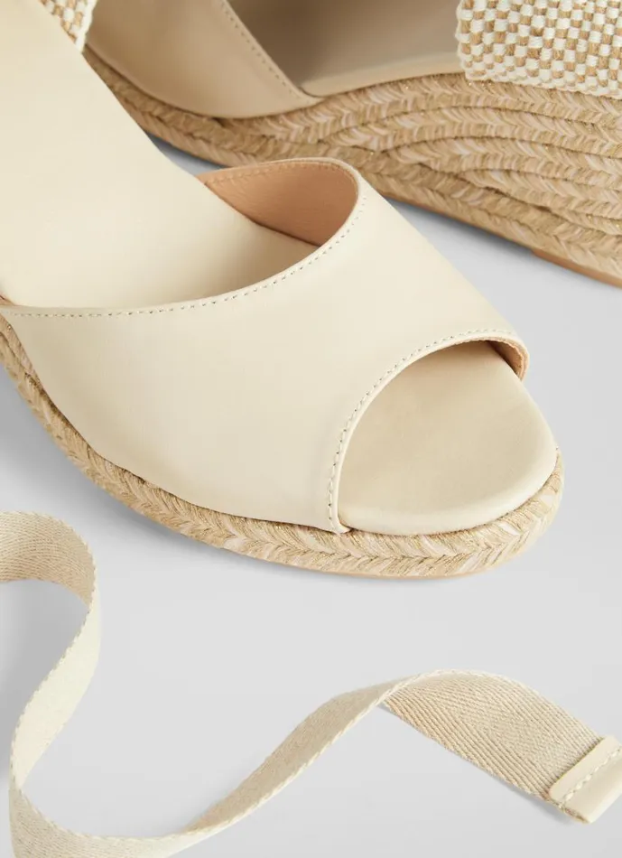 Women Marianne Cream Leather Open Toe Espadrille Wedges Ecru LKBennett Sandals Women Marianne Cream Leather Open Toe Espadrille Wedges Ecru LKBennett Sandals