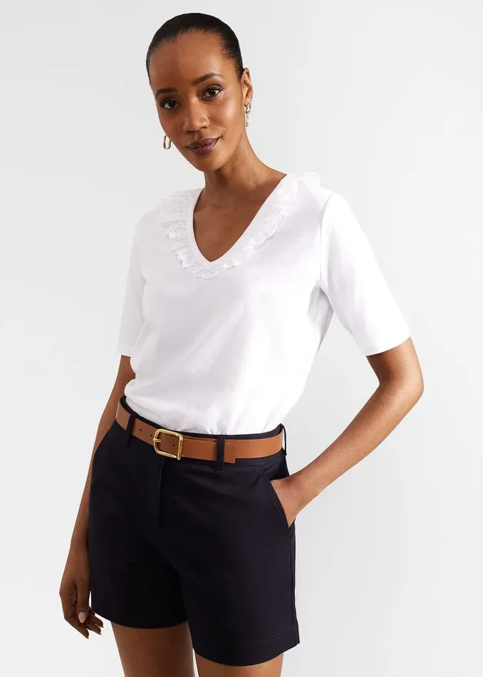 Women Mariella Cotton Broderie Top Hobbs White Hobbs Tops