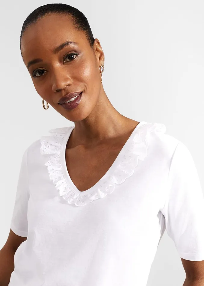 Women Mariella Cotton Broderie Top Hobbs White Hobbs Tops