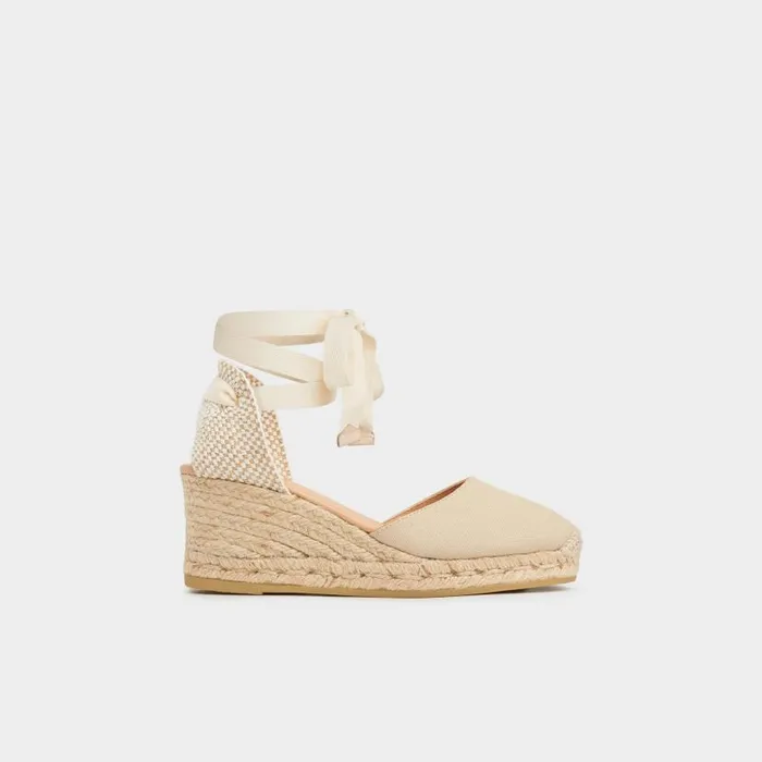 Women Maureene Sand Canvas Espadrille Wedges Beige LKBennett Sandals