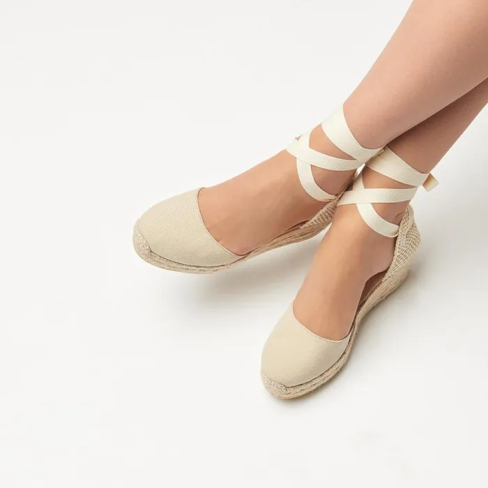 Women Maureene Sand Canvas Espadrille Wedges Beige LKBennett Sandals Women Maureene Sand Canvas Espadrille Wedges Beige LKBennett Sandals