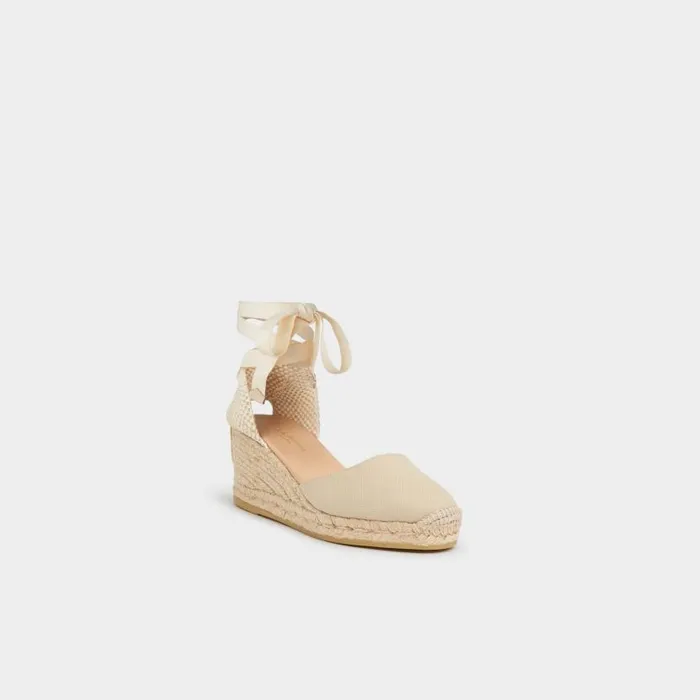 Women Maureene Sand Canvas Espadrille Wedges Beige LKBennett Sandals Women Maureene Sand Canvas Espadrille Wedges Beige LKBennett Sandals