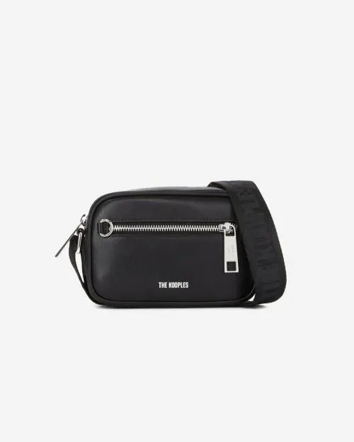 WomenMen Crossbody Bags The Kooples Small Black Leather Messenger Bag Black