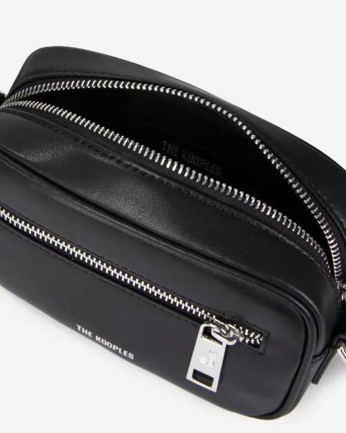 WomenMen Crossbody Bags The Kooples Small Black Leather Messenger Bag Black