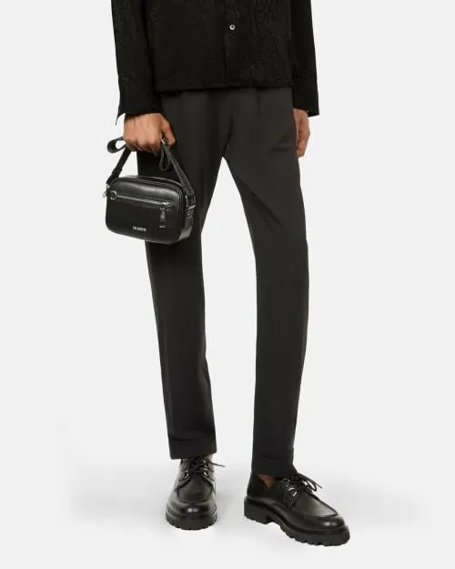 WomenMen Crossbody Bags The Kooples Small Black Leather Messenger Bag Black