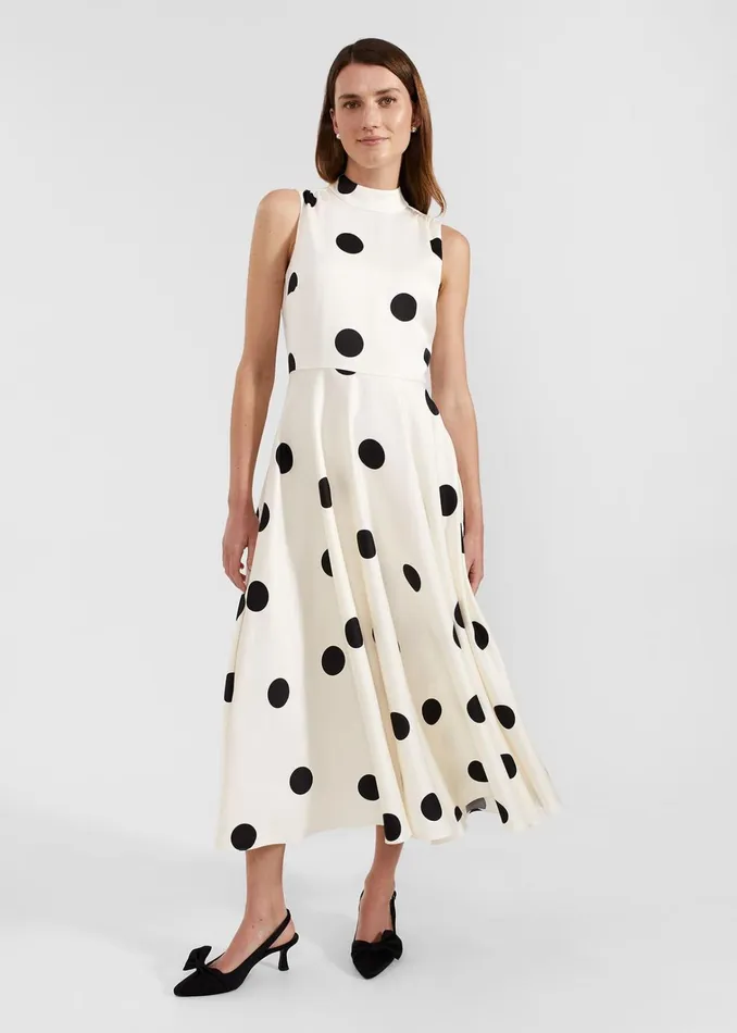 Women Mia Spot Dress Cream Black Hobbs Dresses and Jumpsuits