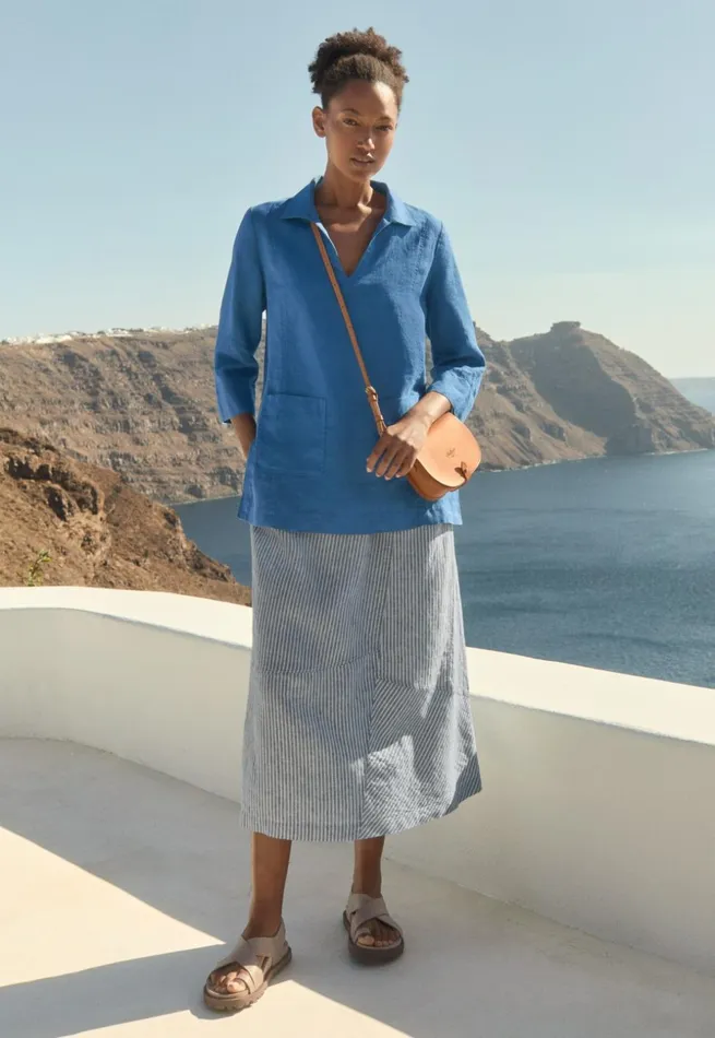 Women Notchneck Tunic Azure Poetry Fashion Shirts and Tunics