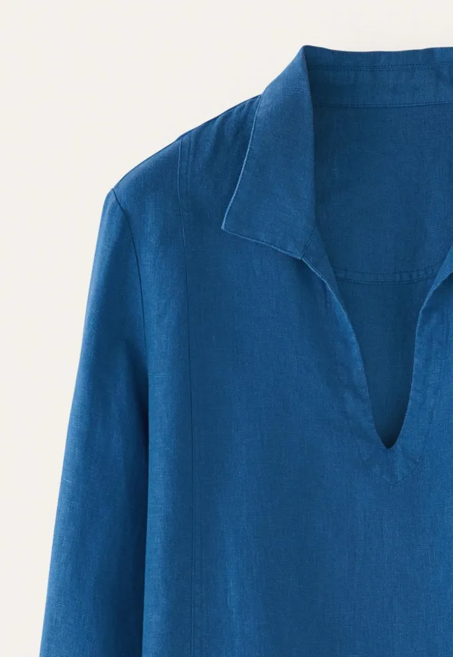 Women Notchneck Tunic Azure Poetry Fashion Shirts and Tunics