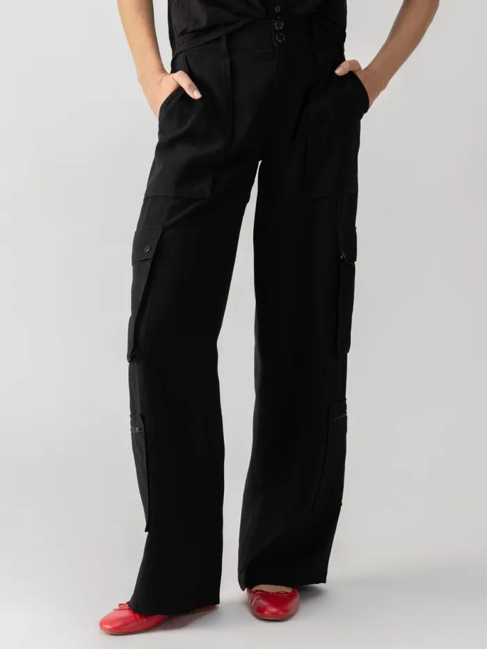 Women OTT SemiHigh Rise Cargo Pant Black Sanctuary Clothing Pants