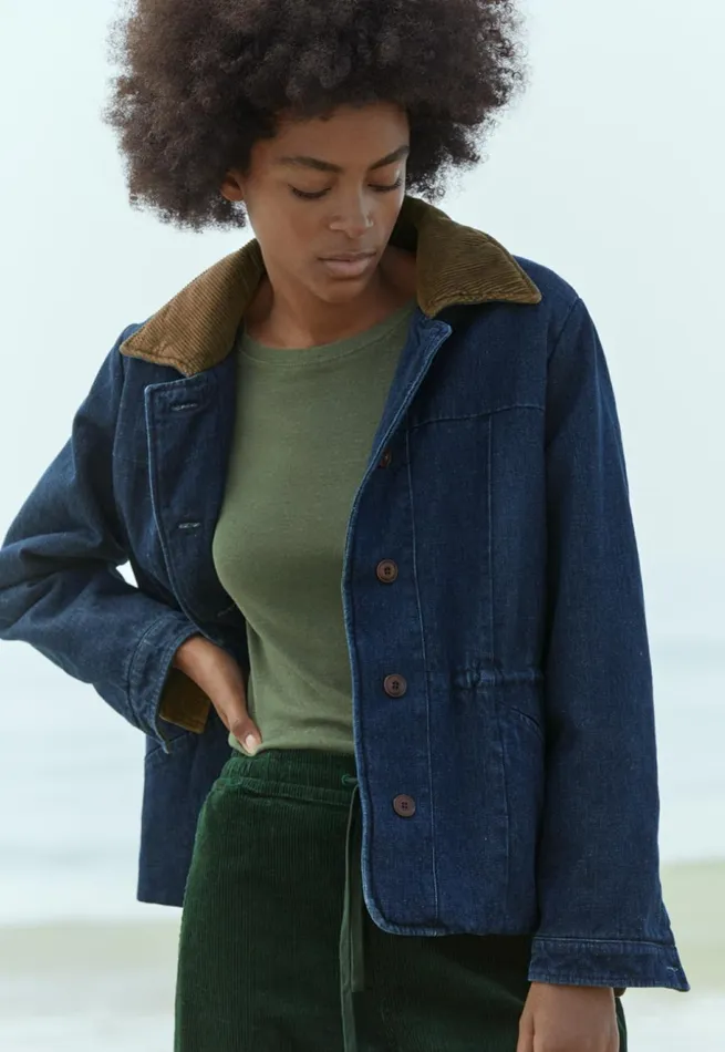 Women Padded Jacket Dark Denim Poetry Fashion Jackets and Coats