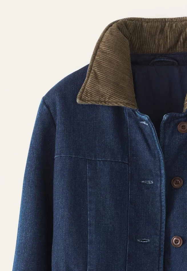 Women Padded Jacket Dark Denim Poetry Fashion Jackets and Coats