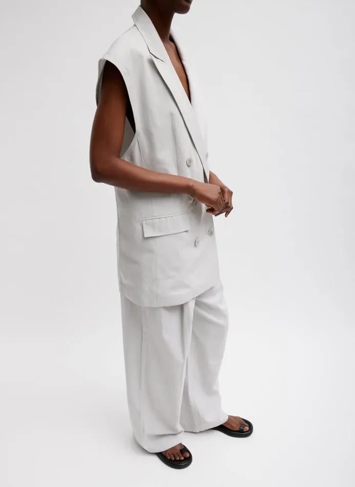 Women Pants and Shorts Tibi Drapey Suiting Marit Pull On Pant Stone