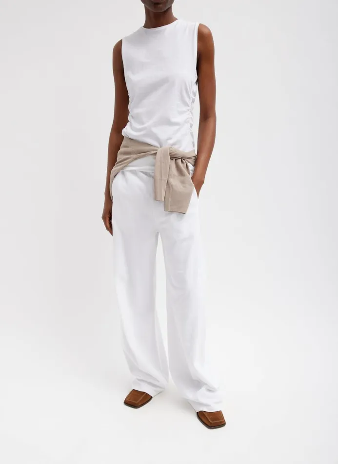 Women Pants and Shorts Tibi Summer Sweatshirting Winslow Pant White