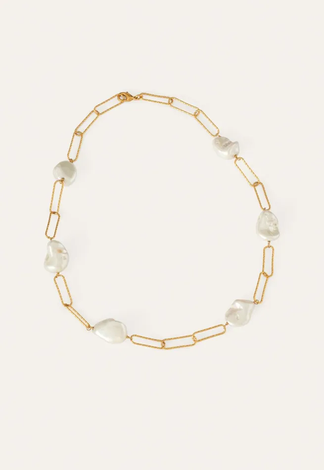 Women Pearl and Chain Necklace Gold And Pearl Poetry Fashion Jewellery