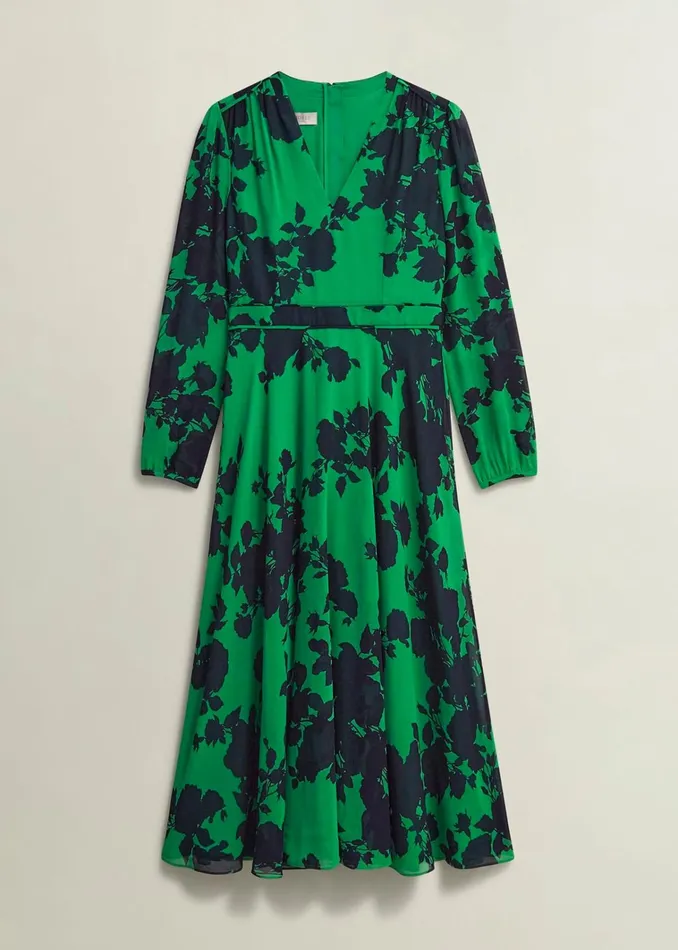 Women Petite Aurora Dress Navy Green Hobbs Dresses and Jumpsuits