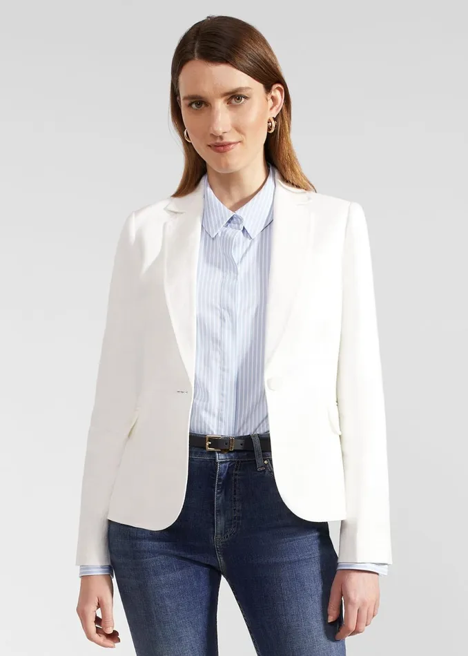 Women Petite Blake Linen Jacket Ivory Hobbs Coats and Jackets