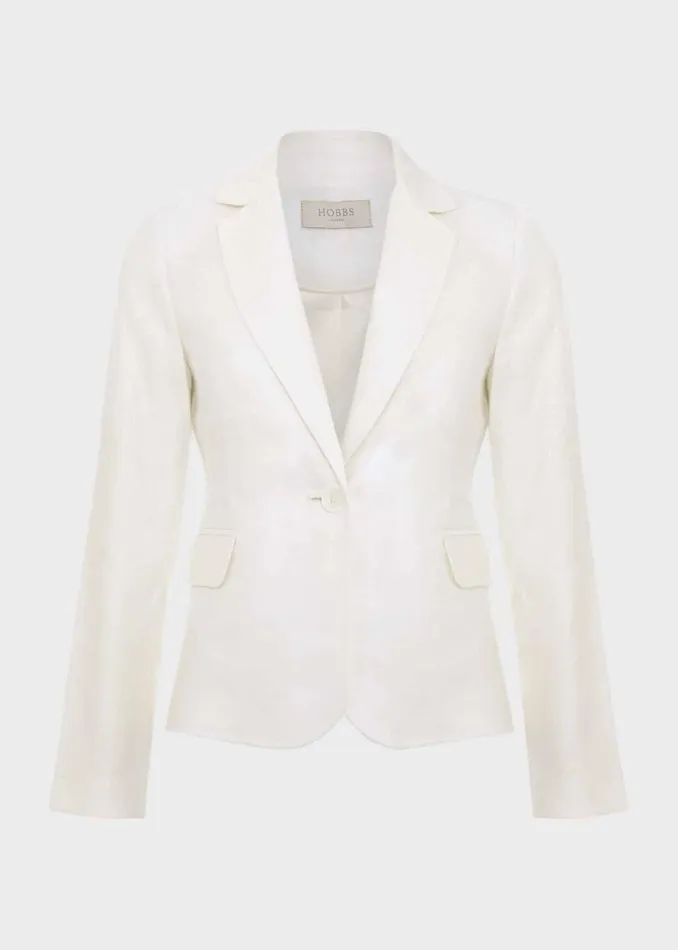 Women Petite Blake Linen Jacket Ivory Hobbs Coats and Jackets