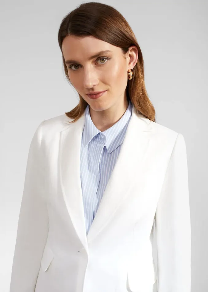 Women Petite Blake Linen Jacket Ivory Hobbs Coats and Jackets