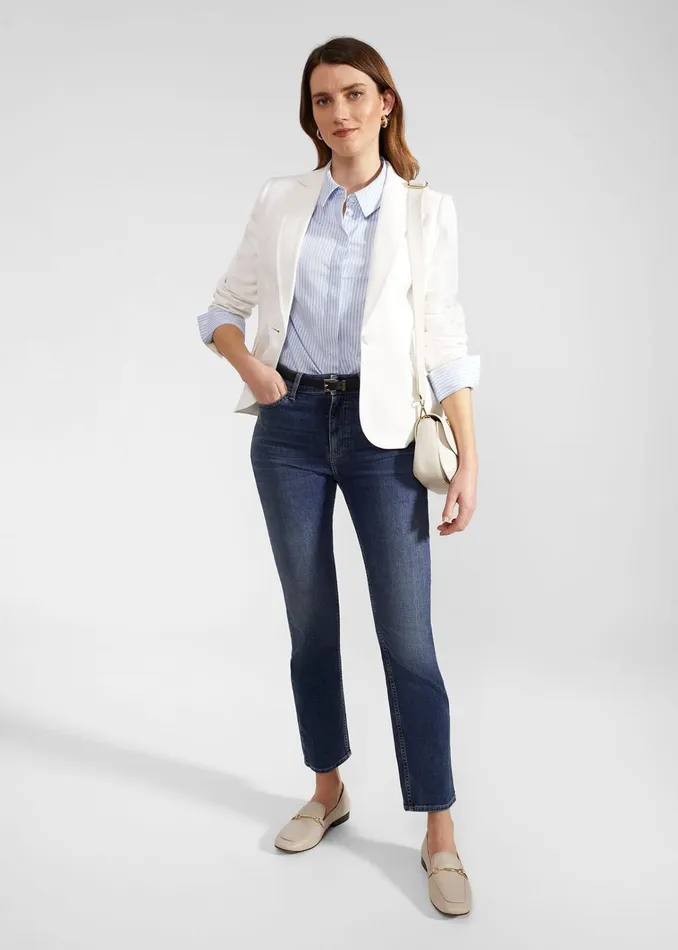 Women Petite Blake Linen Jacket Ivory Hobbs Coats and Jackets
