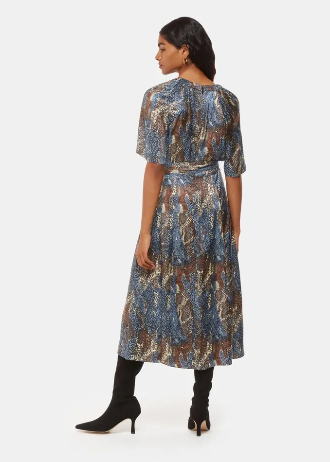 Women Petite Dresses and Jumpsuits Whistles Black Petite Marlow Dashed Snake Dress