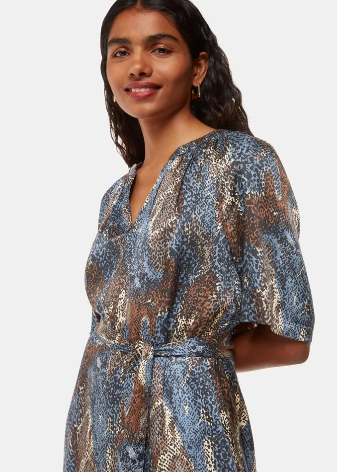 Women Petite Dresses and Jumpsuits Whistles Black Petite Marlow Dashed Snake Dress