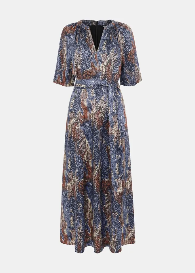 Women Petite Dresses and Jumpsuits Whistles Black Petite Marlow Dashed Snake Dress