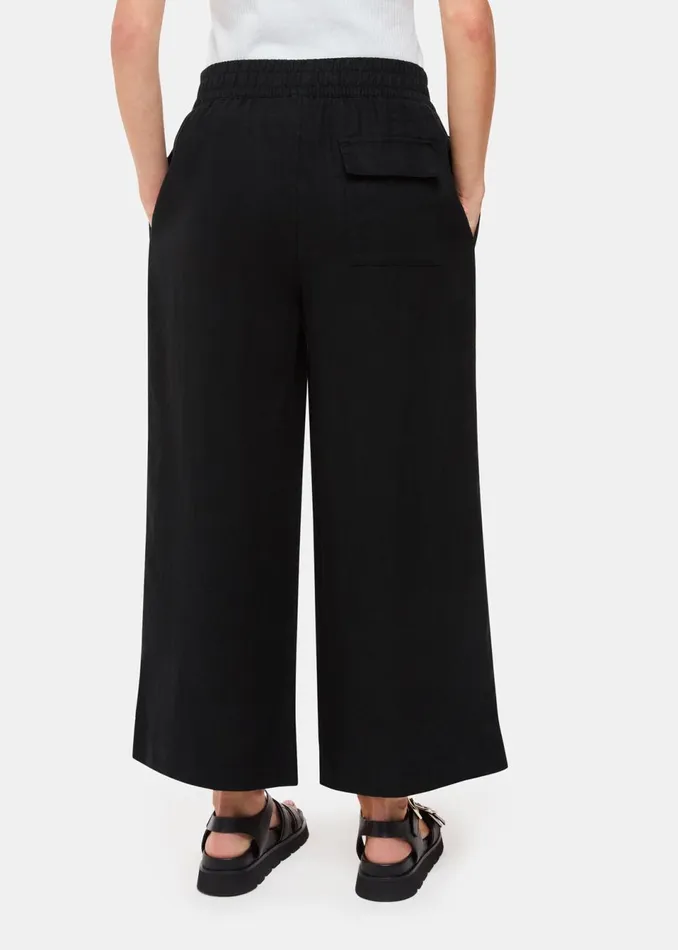 Women Petite Trousers and Jeans Whistles Black Petite Linen Pocket Trouser