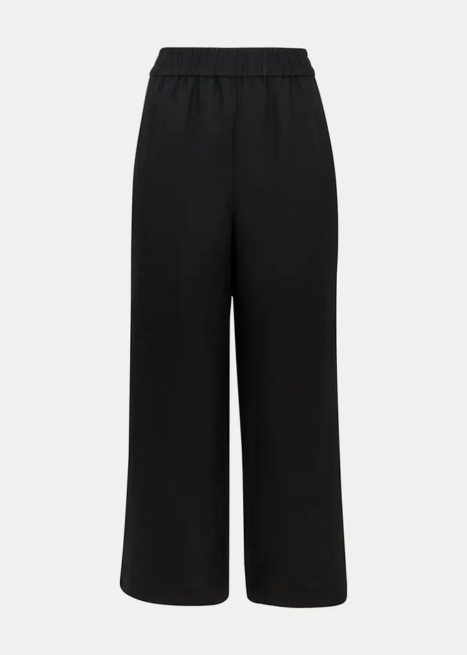Women Petite Trousers and Jeans Whistles Black Petite Linen Pocket Trouser