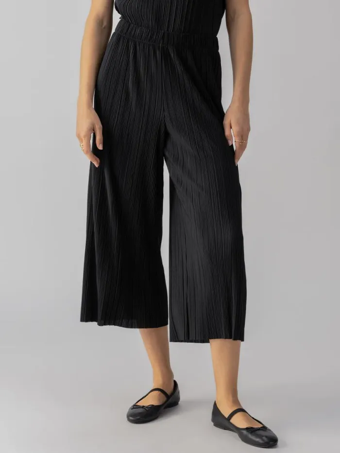 Women Plisse Semi High Rise Culotte Black Sanctuary Clothing Pants