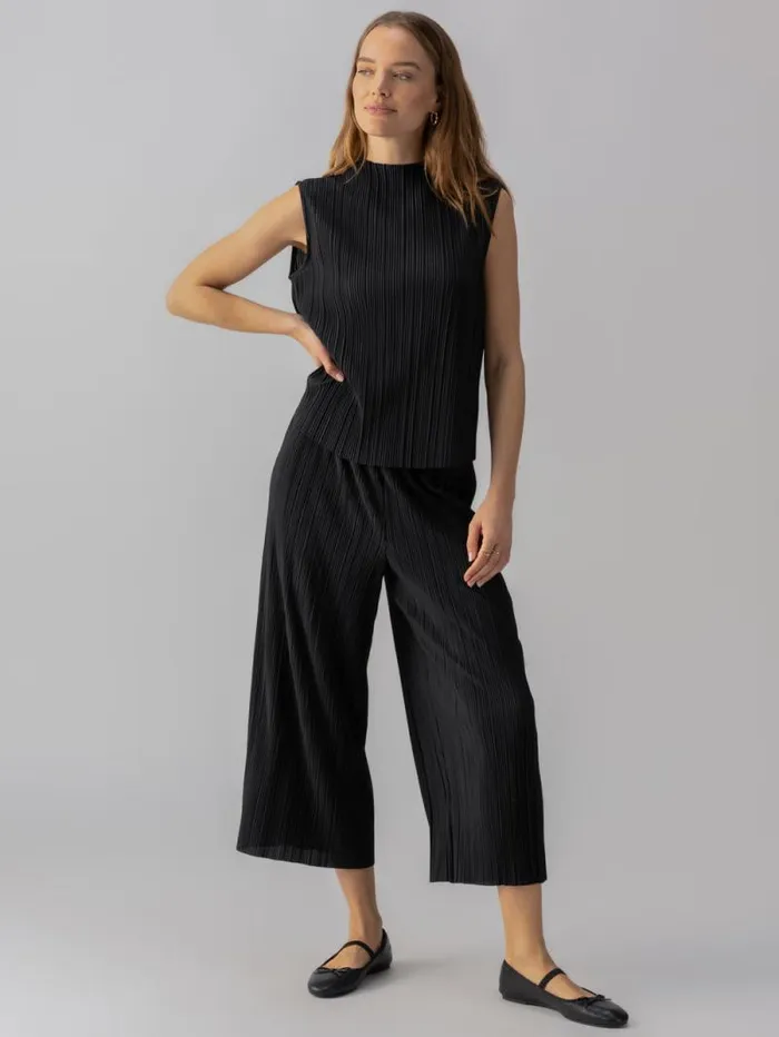 Women Plisse Semi High Rise Culotte Black Sanctuary Clothing Pants Women Plisse Semi High Rise Culotte Black Sanctuary Clothing Pants