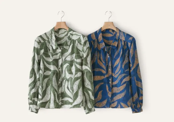Women Printed Blouse Blue Gold Poetry Fashion Shirts and Tunics