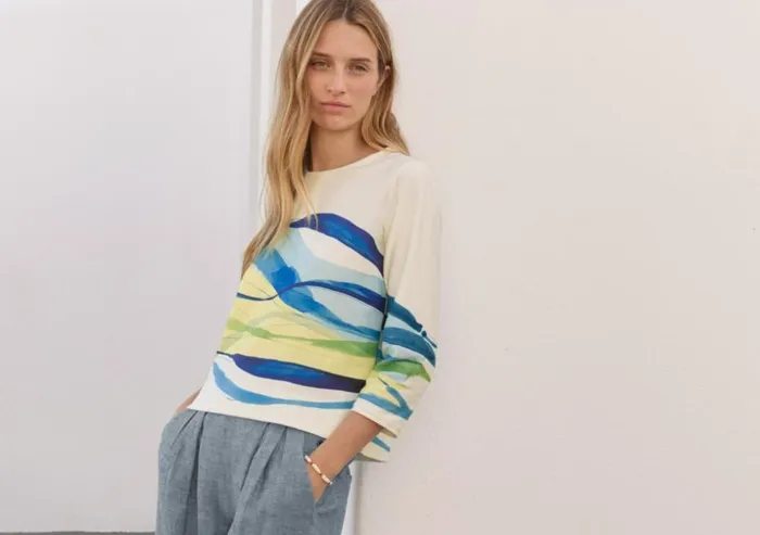 Women Printed Jersey Top Ocean Yellow Poetry Fashion TShirt and Tops