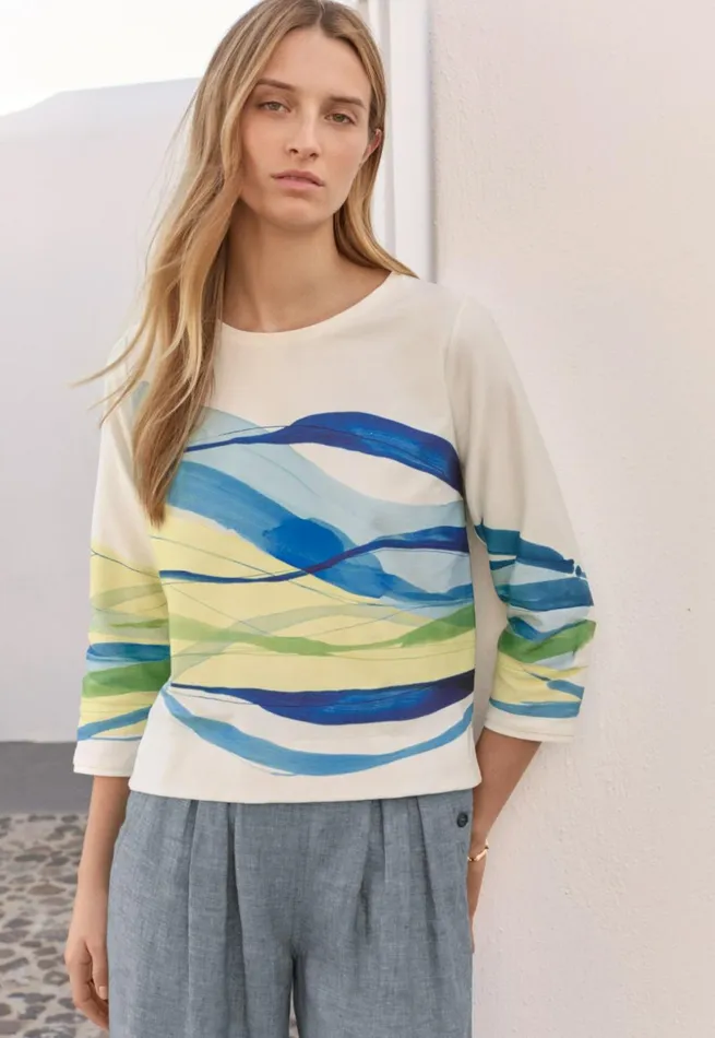 Women Printed Jersey Top Ocean Yellow Poetry Fashion TShirt and Tops