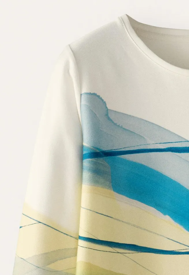 Women Printed Jersey Top Ocean Yellow Poetry Fashion TShirt and Tops
