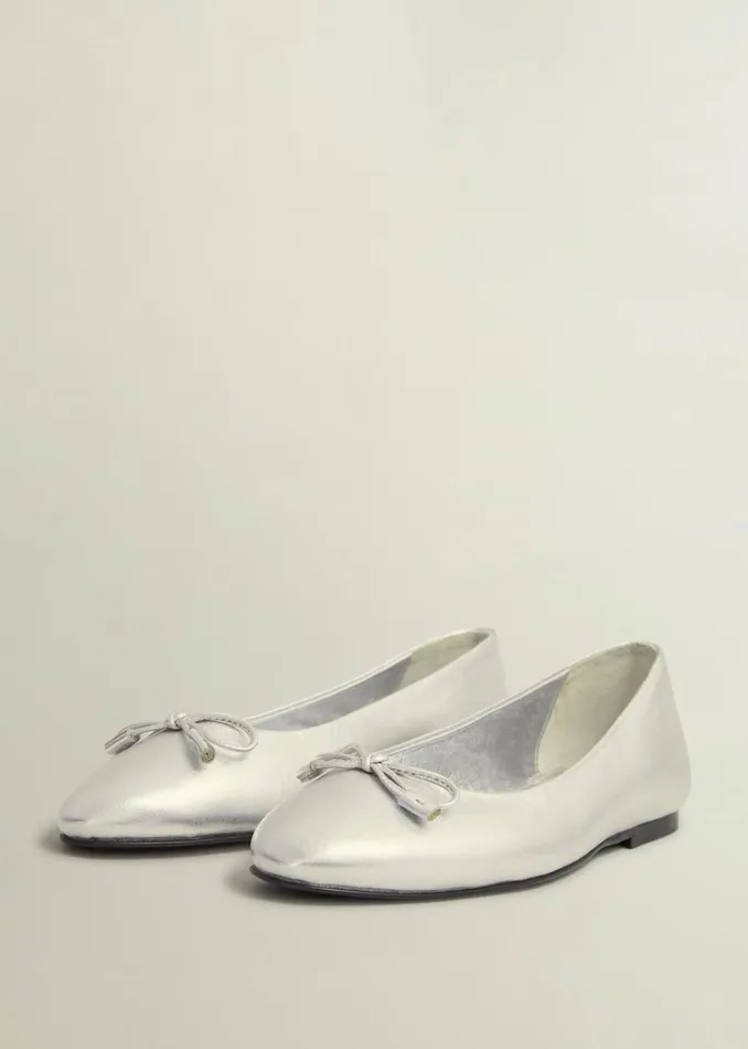 Women Priya Leather Ballerina Silver Metallic Hobbs Flats