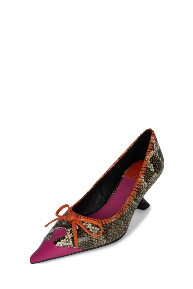Women Pump Jeffrey Campbell TORPEDO2 Pink Pat Beige Snake Orange