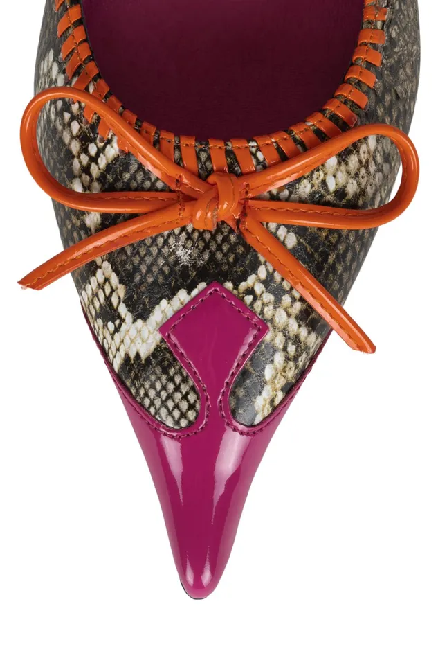 Women Pump Jeffrey Campbell TORPEDO2 Pink Pat Beige Snake Orange