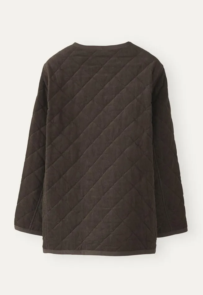 Women Quilted Cord Jacket Smoke Brown Poetry Fashion Jackets and Coats