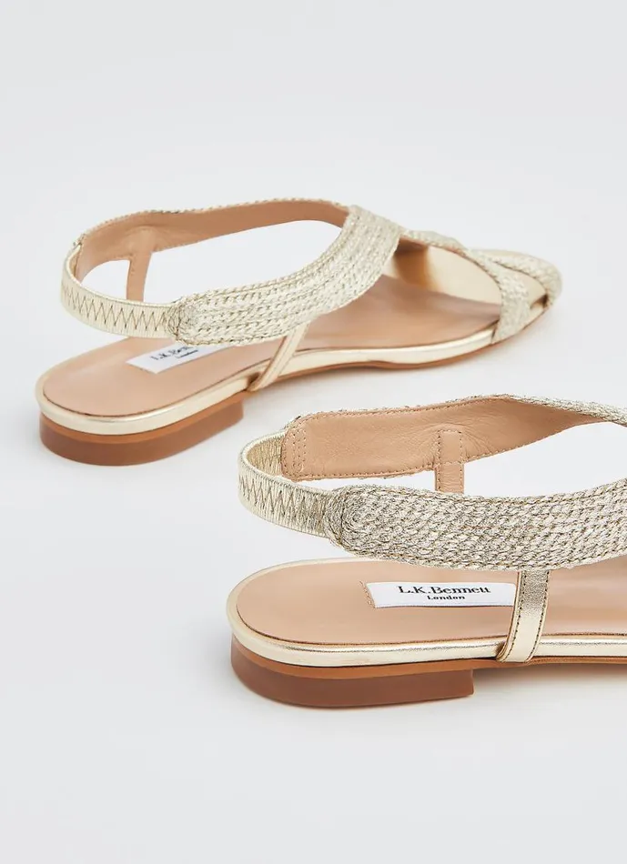 Women Renee Gold Rope Flat Sandals Gold LKBennett Sandals Women Renee Gold Rope Flat Sandals Gold LKBennett Sandals