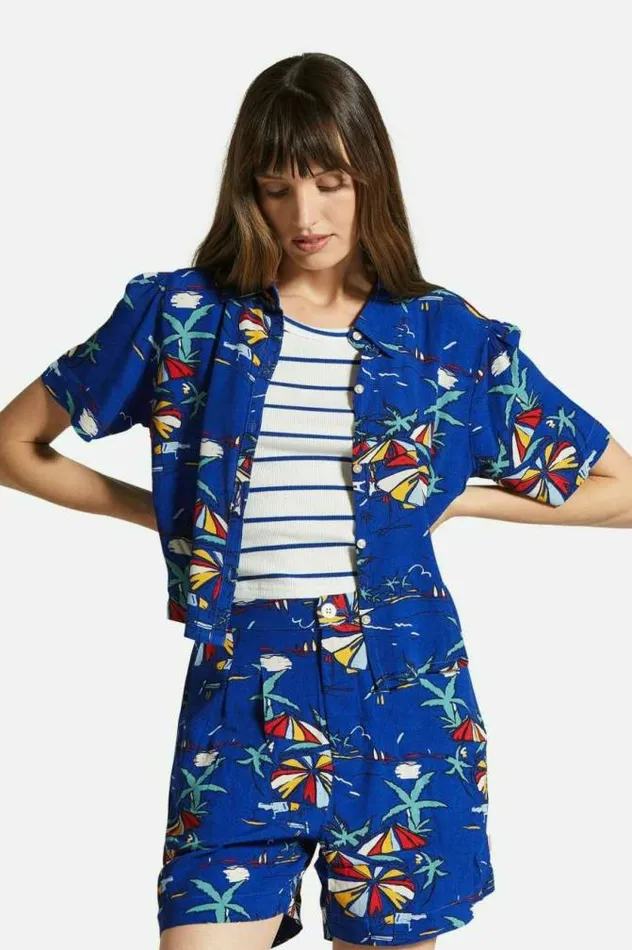Women Riviera SS Woven Shirt Surf The Web Brixton Flannels and Buttonups